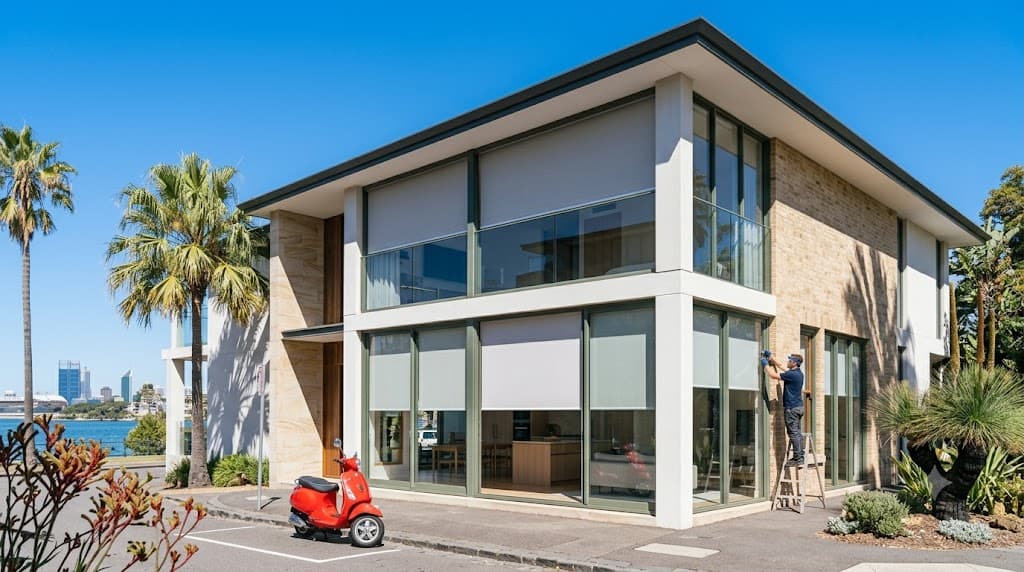 Perth residential suburb with blue sky and modern homes
